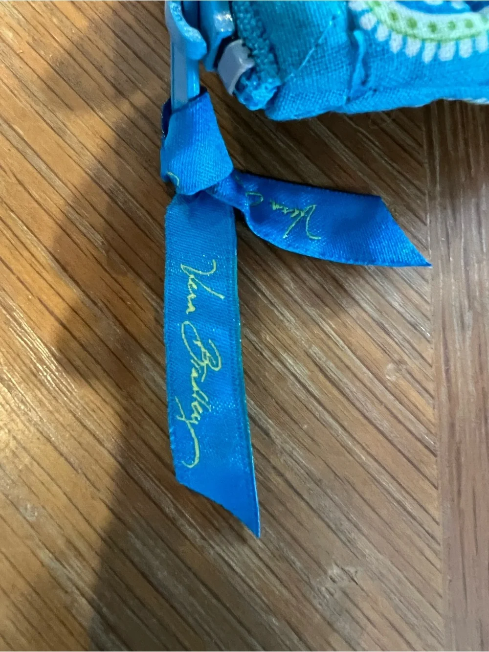 Vera Bradley Teal Ribbon Zipper Pouch